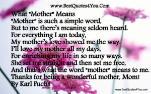 Thankful for My Mother Quotes | , My mother’s love showed me the way ...
