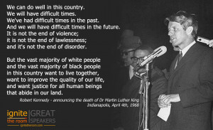 Robert F Kennedy announces death of Martin Luther King