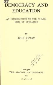 Cover of Democracy and education by John Dewey