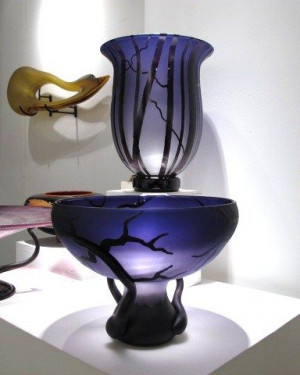 Tree Vase and Vessels in Amethyst by Bernard Katz Artglass Handblown ...