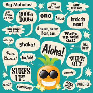 Phrases in comic bubbles (Hawaii) - Stock Illustration
