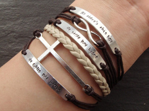 ... Quotes Bracelet, Cross & Infinity Bracelet, Braided Rope Bracelet