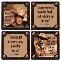 John Wayne Western Photos and His Quotes 4 Piece Coaster Set, NEW ...