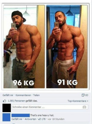 Guy posts a few muscle-bound selfies on FB, someone makes an astute ...