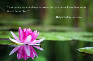 You cannot do a kindness too soon, for you never know how soon it will ...