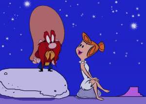 Yosemite Sam develops a crush on Wilma Flintstone and goes a'courtin ...