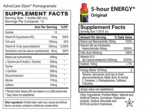 Spark Advocare Ingredients Slam Vs 5 Hour Energy picture