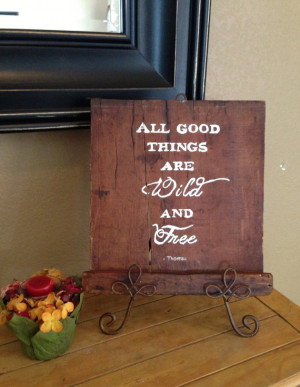 Reclaimed Wood Sign with Hand Painted Quote - word art