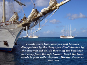 Mark Twain quote: Twenty years from now you will be more disappointed ...