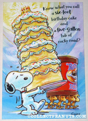 Snoopy & Woodstock with Cake & Ice Cream Birthday Greeting Card