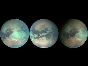 trio of false colour images combining visible and infrared images ...