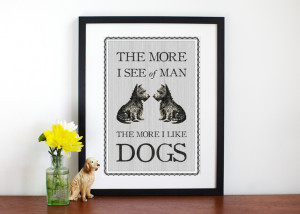 Grey Funny Dog Pet Quote Poster A4