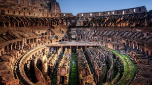 Interior of the Colosseum in Rome, Italy (© Ken Kaminesky/Corbis ...