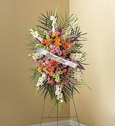 Sympathy Standing Spray with Personalized Ribbon Davis Floral Clayton ...