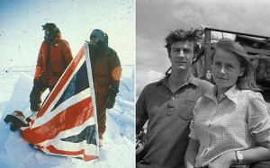 Fiennes with Charlie Burton at the North Pole, 1982 and with his first ...
