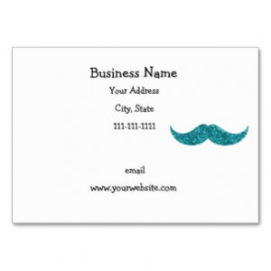 Turquoise glitter mustache business cards