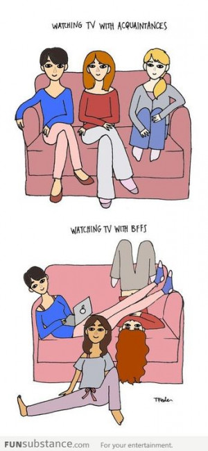 Watching TV with acquaintances vs best friends