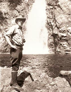 Howard Zahniser at Hanging Spear Falls on the Opalescent River, August ...