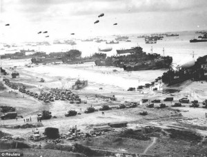 Omaha Beach secured after D-Day, 1944. The beach where U.S. troops ...