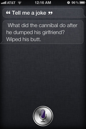 Put Siri on my iPhone 4, downloaded joke attachment, and got this…