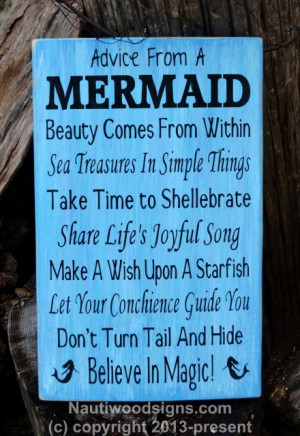 ... Beach Decor, Girls Gift Idea, Mermaid Poem Quote, Mermaid Decor, Beach