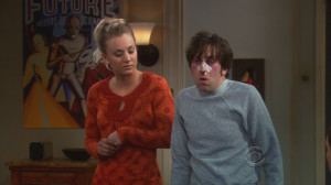 Penny and Howard after she has just broken his nose.