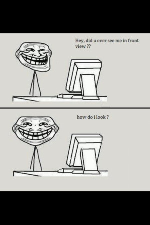 Troll face in front view