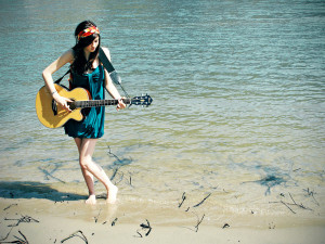 beach, folk, girl, guitar, music