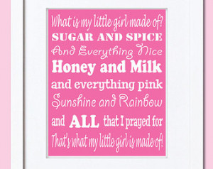 Rhyme Art Pr int 8X10, What Is My Little Girl Made Of, Baby Girl ...