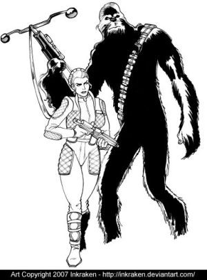 Princess Leia And Chewbacca by Inkraken