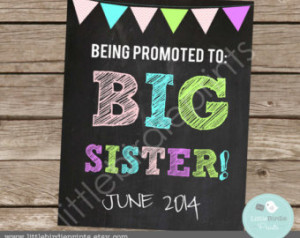 PREGNANCY ANNOUNCEMENT SIGN Chalkbo ard Chevron Big Sister Sign with ...