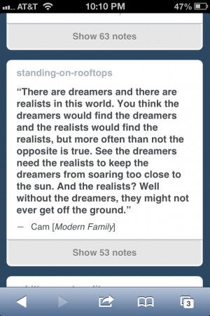 Modern Family Quote... Dreamers vs. Realists
