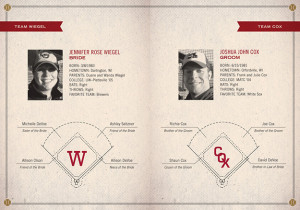 PROGRAM (TICKET) + WEDDING FAVOR (BASEBALL CARDS)