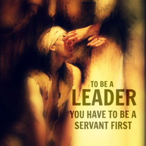 Jesus Christ healing a man and a quote about leadership.