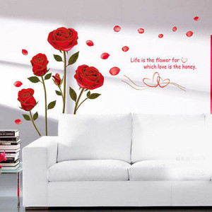 Details about Red Rose Flower Removable Quote Wall Sticker Mural Decal ...