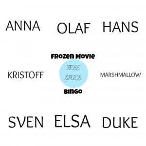 Frozen Movie Bingo Game Card 5: