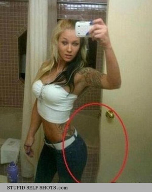 Bathroom Mirror Selfy, Photoshop Fail - Stupid Self Shots