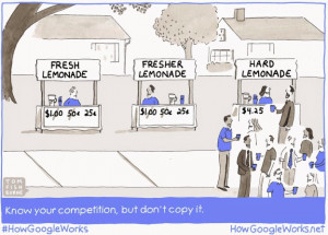 ... curious advice: ‘Know your competition, but don’t copy it