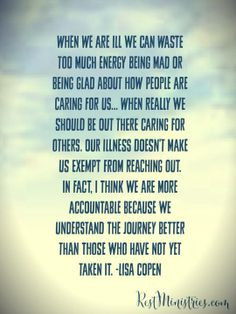 when we are ill it can be easy to think about who is and isn't helping ...