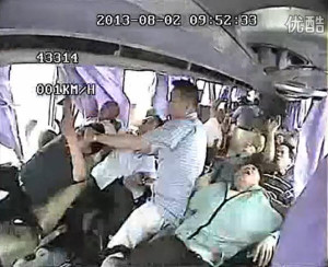 Chinese tour coach are thrown out of through the windows after the bus ...