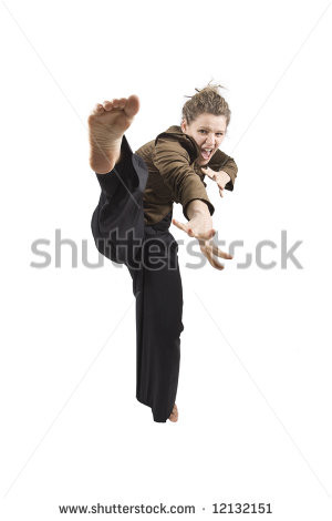 stock photo funny karate girl on white background 12132151 jpg