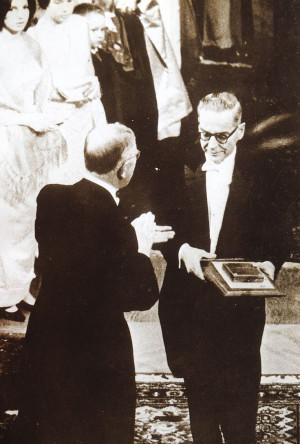 Ivo Andric receiving Nobel prize