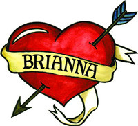 ... Heart Temporary Tattoo with the Name Brianna written in the ribbon