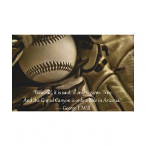 Baseball, Glove and George Will Quote Gallery Wrapped Canvas