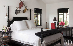 Sheryl Crow's home as featured in Architectural Digest. Bed from ...
