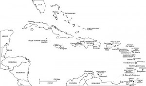 Caribbean Map Black and White
