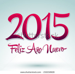 2015 happy new year spanish text vector lettering - stock vector