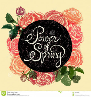 Power of spring - hand drawn roses on pastel colours background with ...