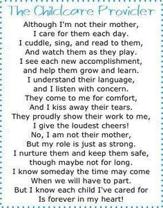 ... care daycare poem preschool quote teacher childcare provider quotes