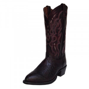 ... Black Cherry Smooth Ostrich Mens Exotic Cowboy Boots CB3047 view 1